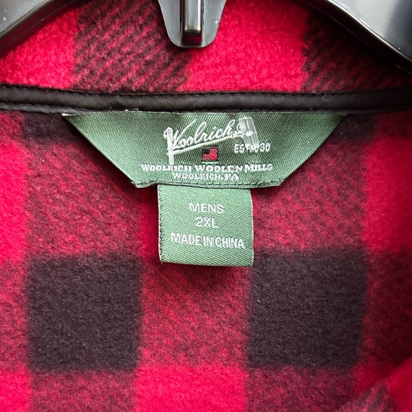 Woolrich Buffalo Plaid Red/Black Fleece Full Zip Up Vest Jacket Mens Sz 2XL C10 - Picture 4 of 6